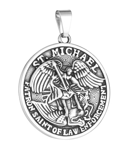 Cottvott Catholic Stainless Steel Vintage Archangel St. Michael Medal for DIY Necklace Keychain Religious Prayer Faith Jewelry