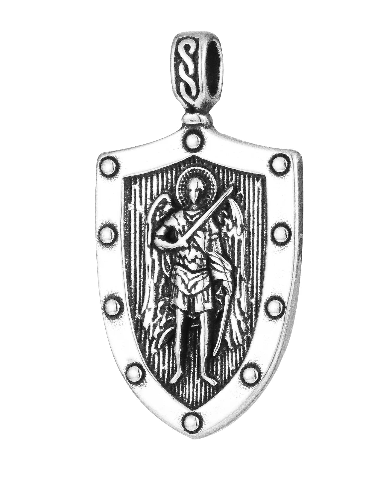 Cottvott Catholic Archangel St.Michael Pendant Stainless Steel Shield Pendant for DIY Necklace Keychain Jewery Making Materials