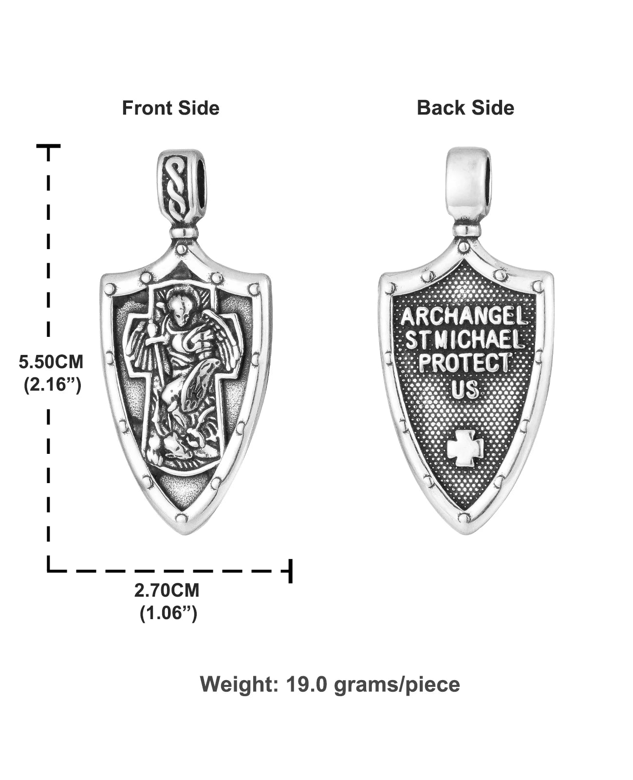 Cottvott Catholic Stainless Steel Archangel St. Michael Shield Pendant for DIY Necklace Keychain Religious Amulet Fashion Jewery