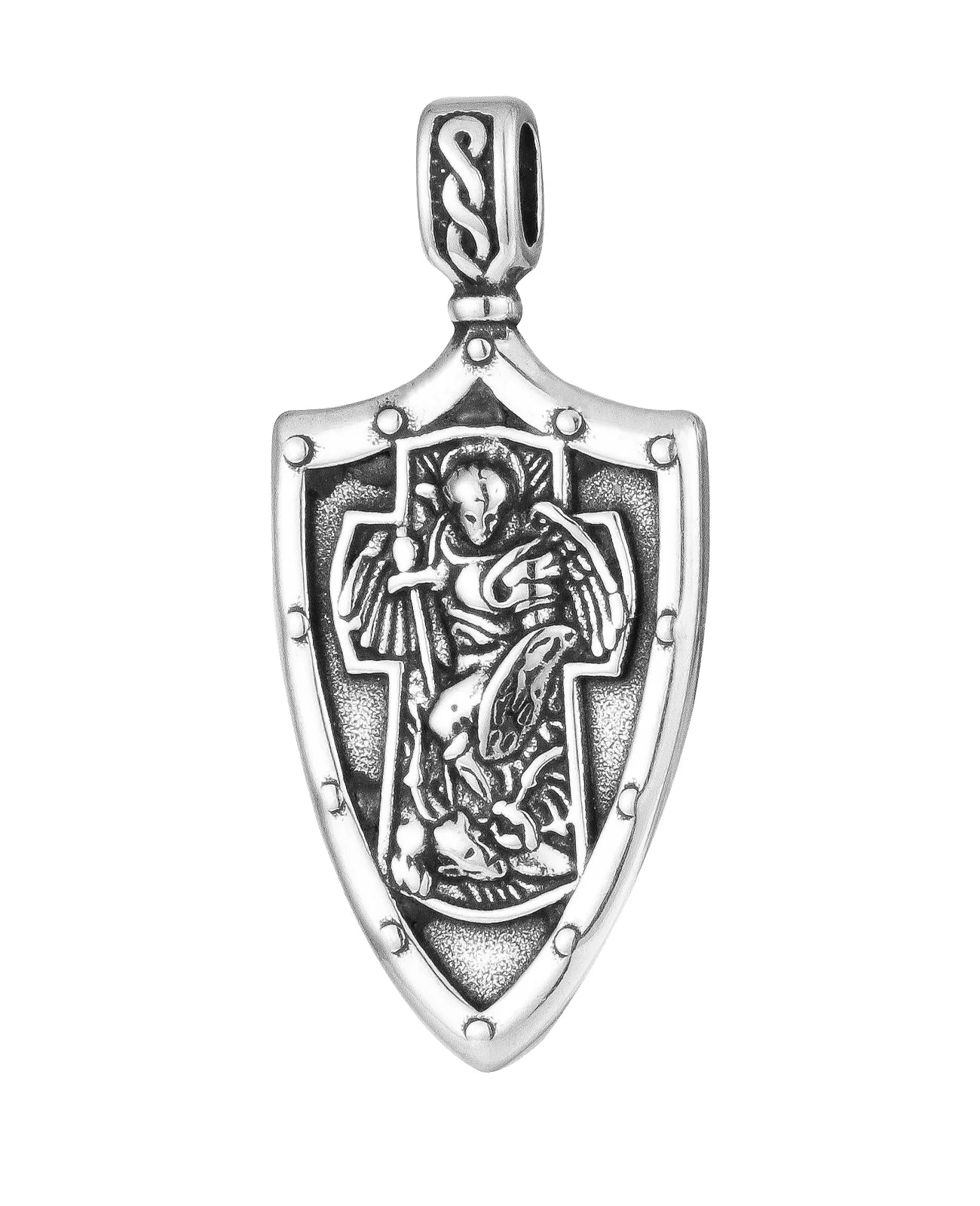 Cottvott Catholic Stainless Steel Archangel St. Michael Shield Pendant for DIY Necklace Keychain Religious Amulet Fashion Jewery