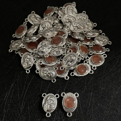 20Pcs/Lot 3-Hole Rosary Chaplet Connector Holy Mary Holding Infant Jesus with Jerusalem Land Medal