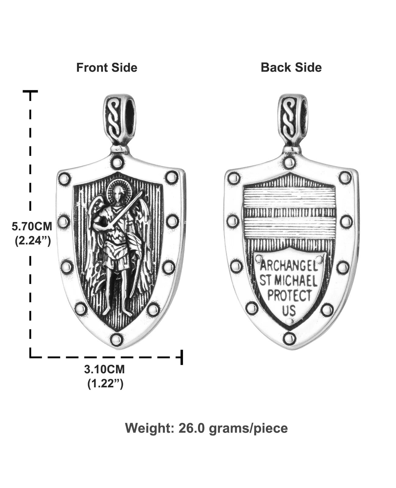 Cottvott Catholic Archangel St.Michael Pendant Stainless Steel Shield Pendant for DIY Necklace Keychain Jewery Making Materials