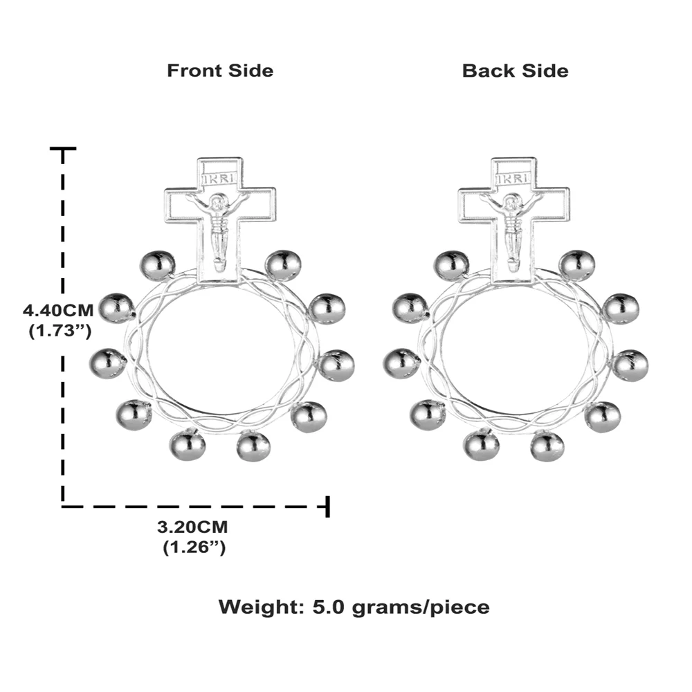 15Pcs/Lot Catholic INRI Jesus Crucifixion Cross Pendants Finger Rosary Ring