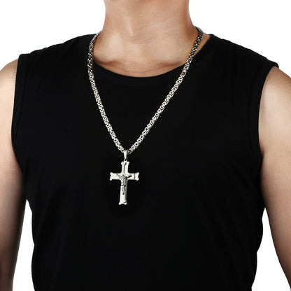 Christs Catholic Crucifix Jesus Cross Pendants Necklaces Stainless Steel Link Chains for Men